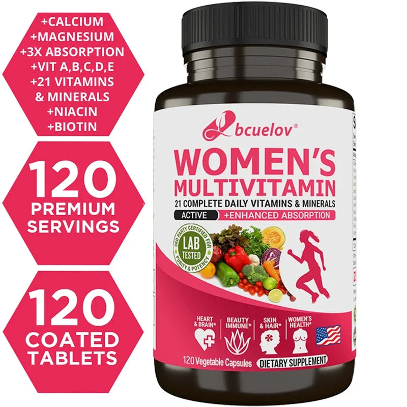 Multivitamin Dietary Supplement for Women's - 21 Complete daily Vitamins and Minerals for Bones, Skin, Hair, Nails and and supports reproductive health