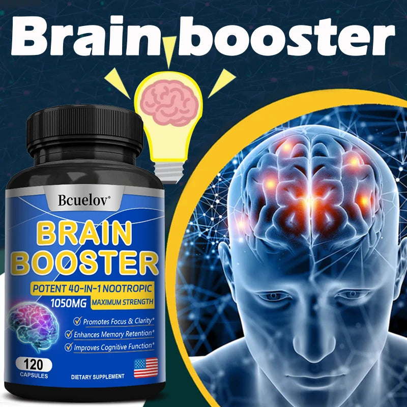 Multivitamin Brain Booster Supplement - Promotes Healthy Brain Development, Improves Memory, Concentration and Learning Abilities