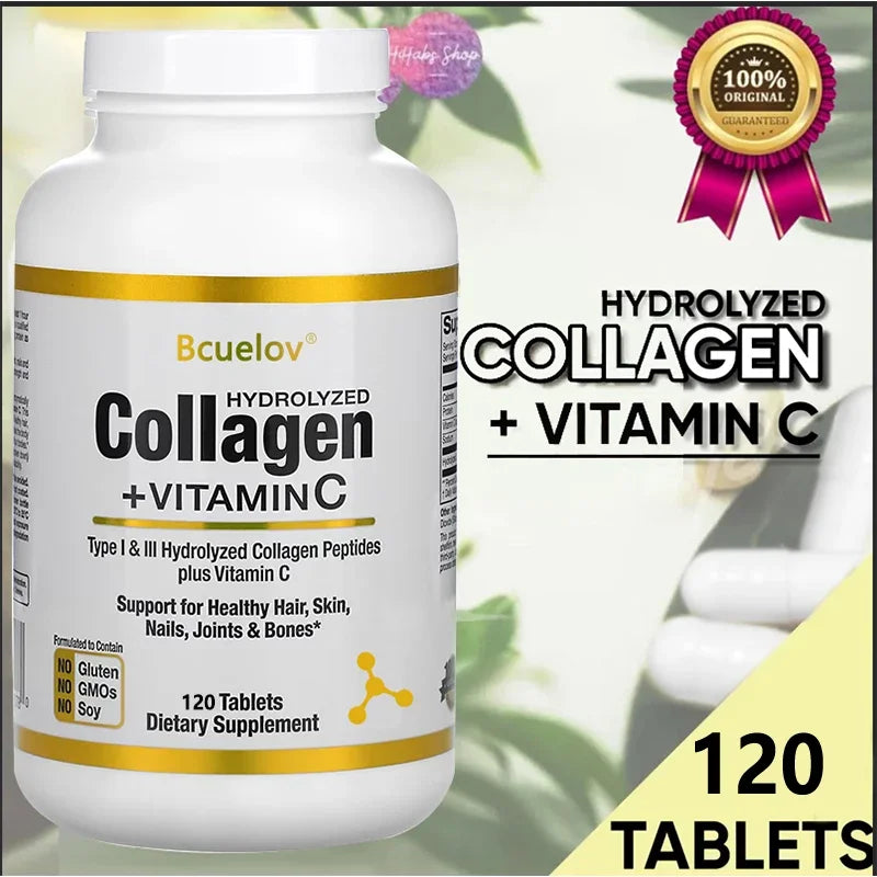 Hydrolyzed Collagen + Vitamin C Supports Hair, Skin, Nails, Joints & Bones