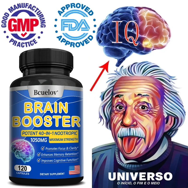 Multivitamin Brain Booster Supplement - Promotes Healthy Brain Development, Improves Memory, Concentration and Learning Abilities