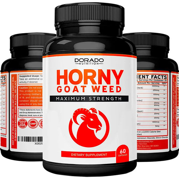 Horny Goat Weed Extract Maximum Strength Supplement - For Stamina, Strength, Boost Energy & Performance