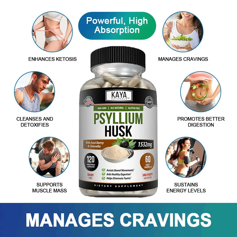 Psyllium Husk - A Dietary Supplement that Cleans the Colon, Detoxifies, Helps in Sleep & Weight Loss, Burn Fat and Cellulite