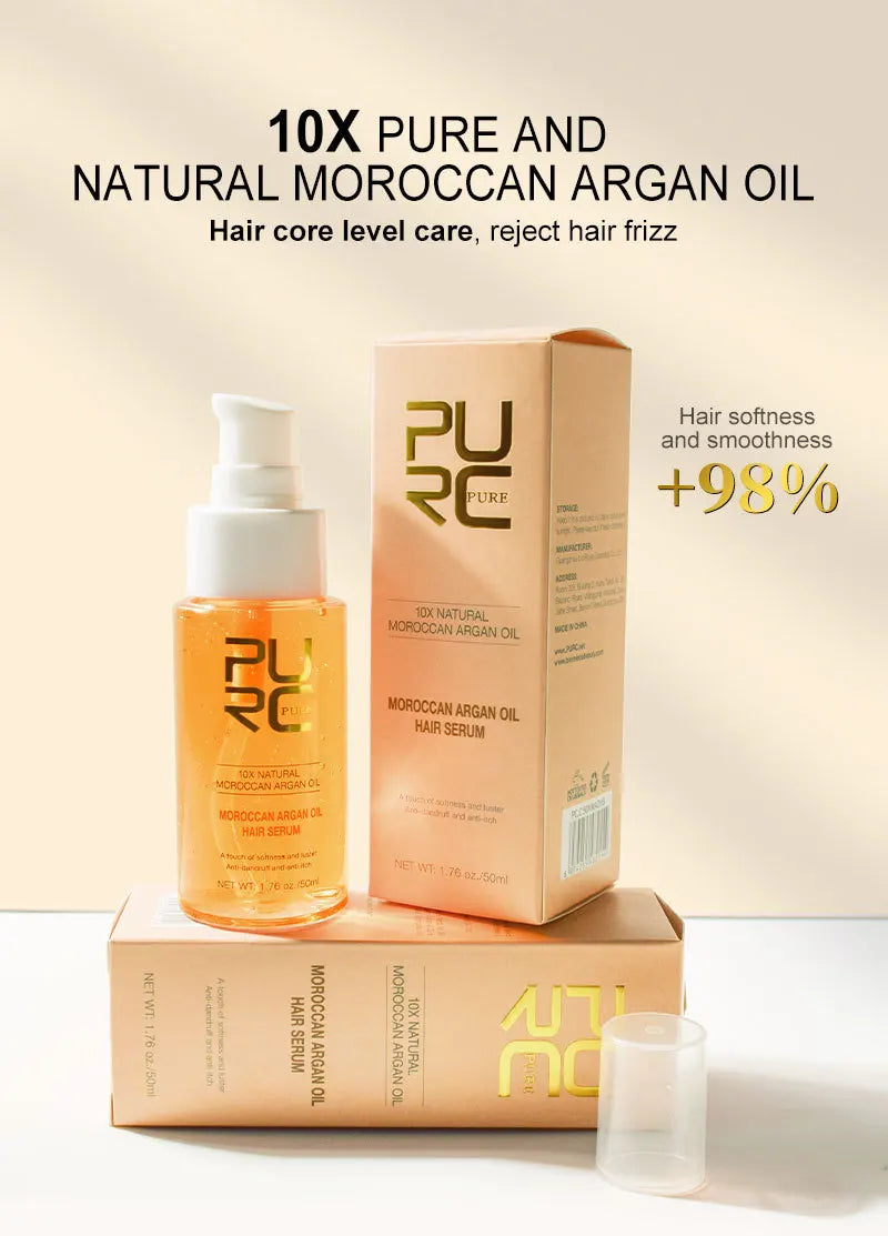 PURC Morocco Argan Oil Hair Serum Smoothing Soften Repair Frizz Damaged Hair Anti-Dandruff Scalp Treatment