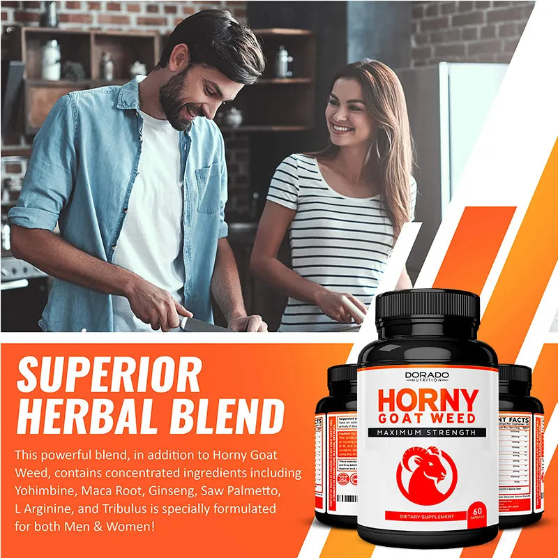 Horny Goat Weed Extract Maximum Strength Supplement - For Stamina, Strength, Boost Energy & Performance