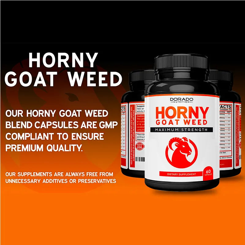 Horny Goat Weed Extract Maximum Strength Supplement - For Stamina, Strength, Boost Energy & Performance