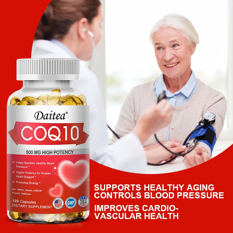 Coenzyme Q10 Antioxidant for Blood Circulation, Stress, Body Energy and Better Absorption