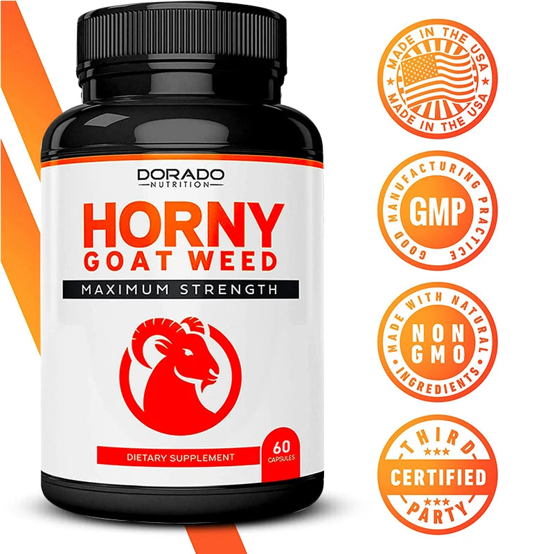 Horny Goat Weed Extract Maximum Strength Supplement - For Stamina, Strength, Boost Energy & Performance