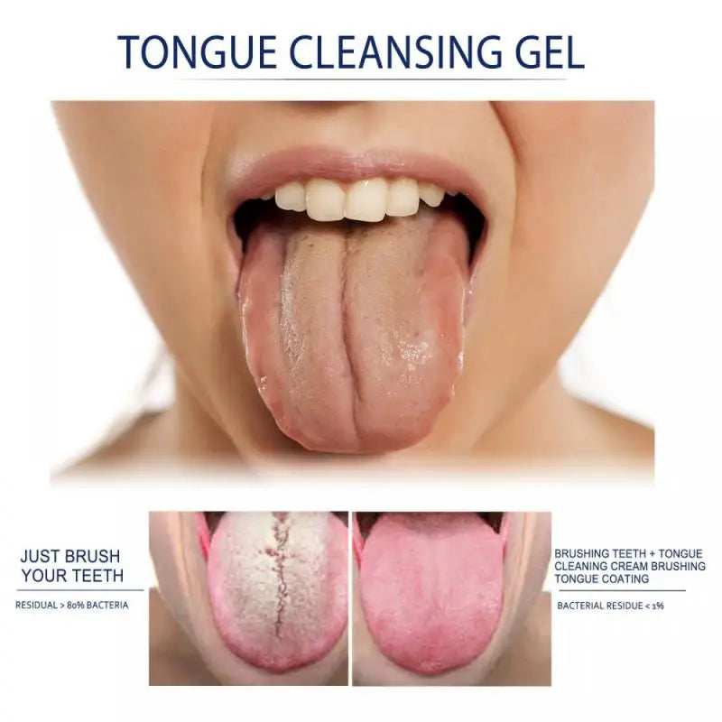 Tongue Cleaning Mint Gel With Brush to Remove Bad Breath & Tongue Coat