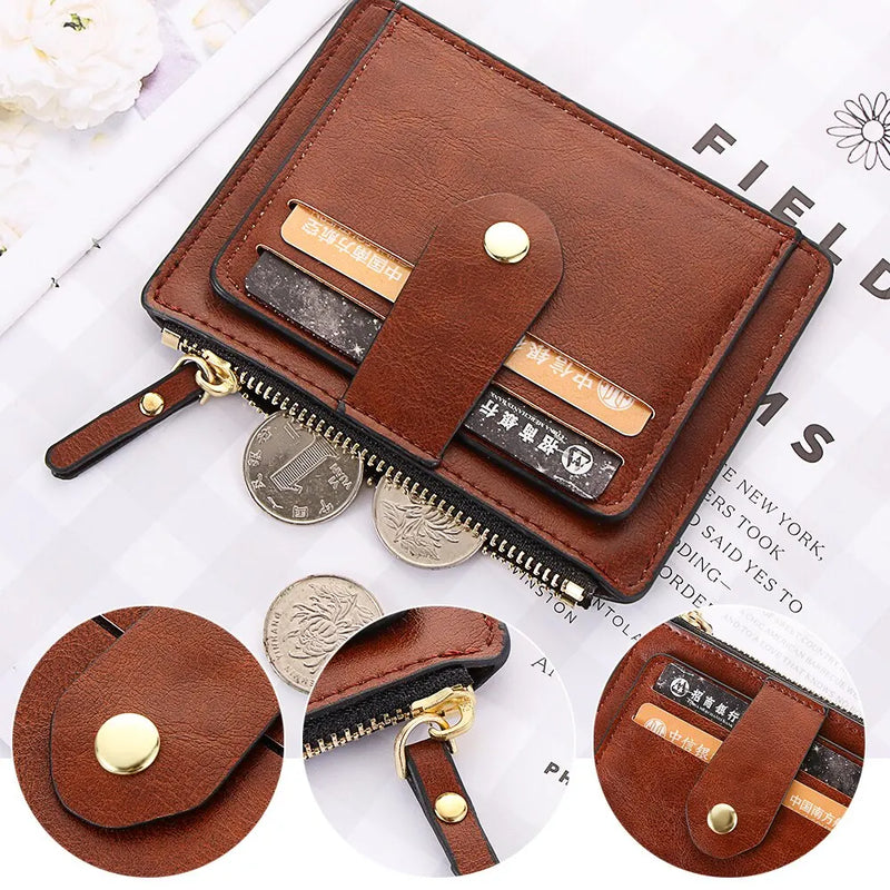 Men Fashion Credit ID Card Holder Wallet, Leather Wallet with Coin Pocket