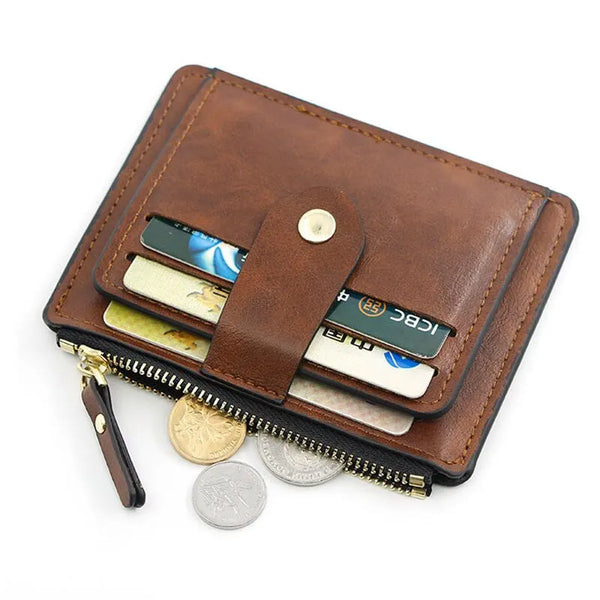 Men Fashion Credit ID Card Holder Wallet, Leather Wallet with Coin Pocket