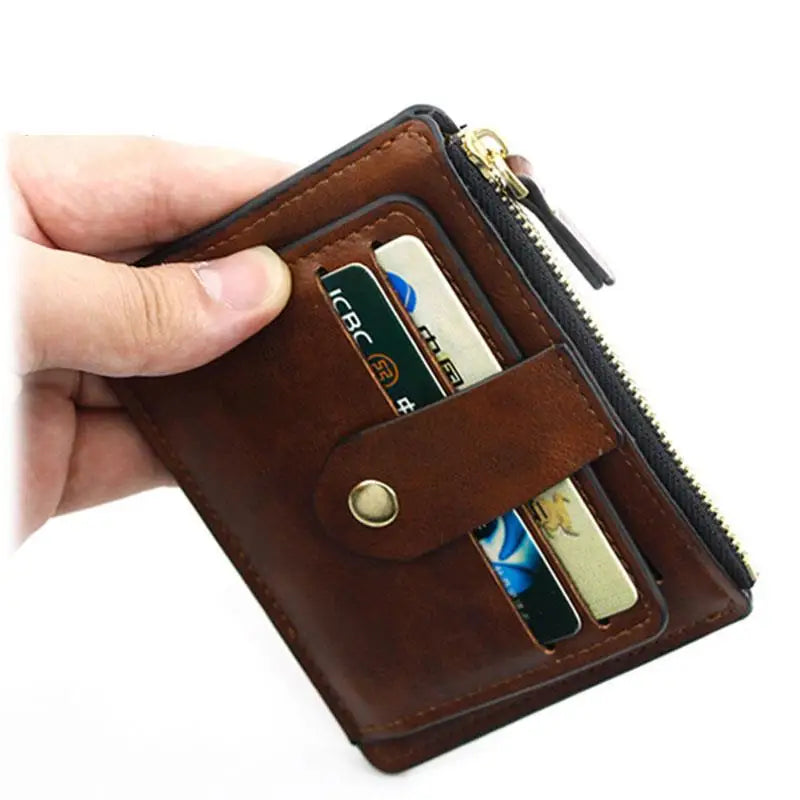 Men Fashion Credit ID Card Holder Wallet, Leather Wallet with Coin Pocket