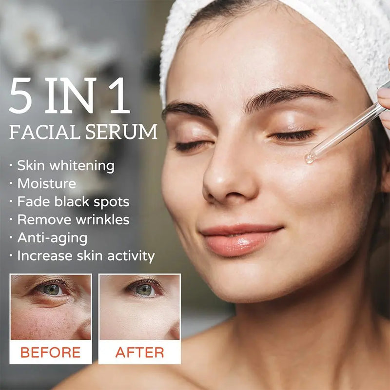 5 in 1 Facial Serum with Hyaluronic Acid, Niacinamide, Vitamin C, Vitamin E and Collagen