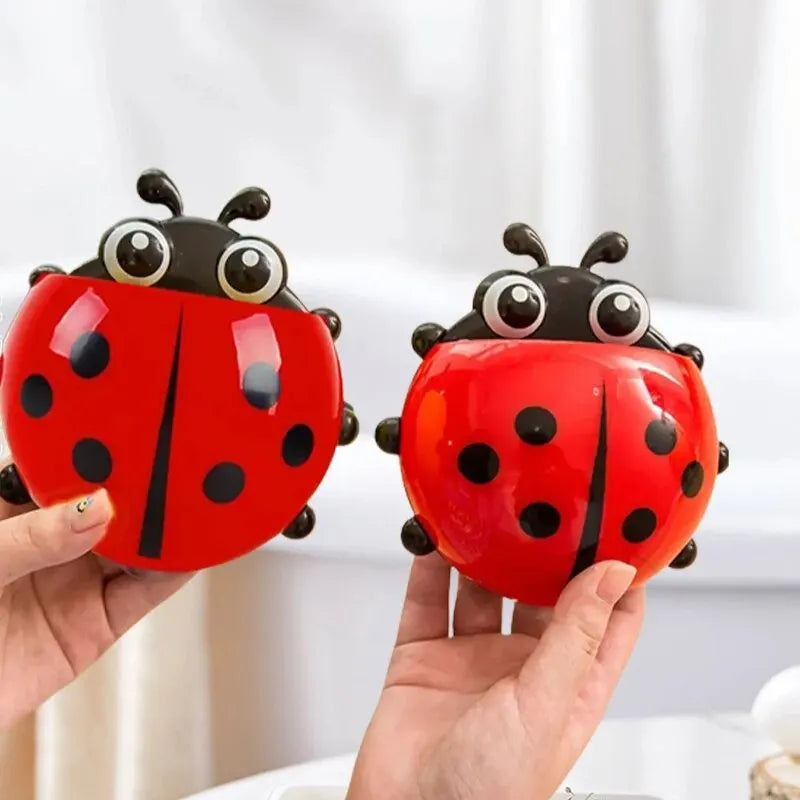 2pcs Creative Cute Ladybug Shape Toothbrush Holder