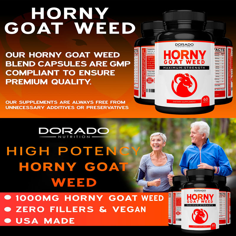 Horny Goat Weed Extract Maximum Strength Supplement - For Stamina, Strength, Boost Energy & Performance