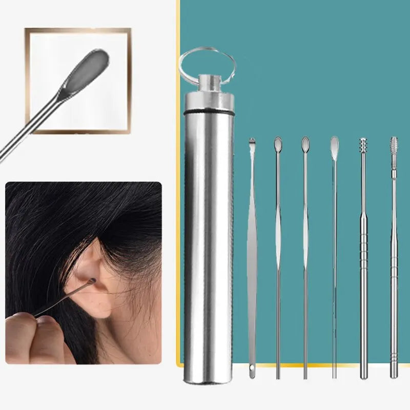 12 Pcs Earpick Stainless Steel Ear Wax Remover - Ear Cleaning Kit