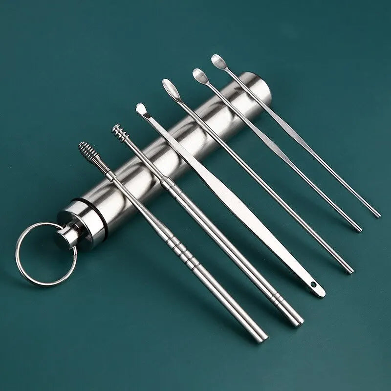 12 Pcs Earpick Stainless Steel Ear Wax Remover - Ear Cleaning Kit