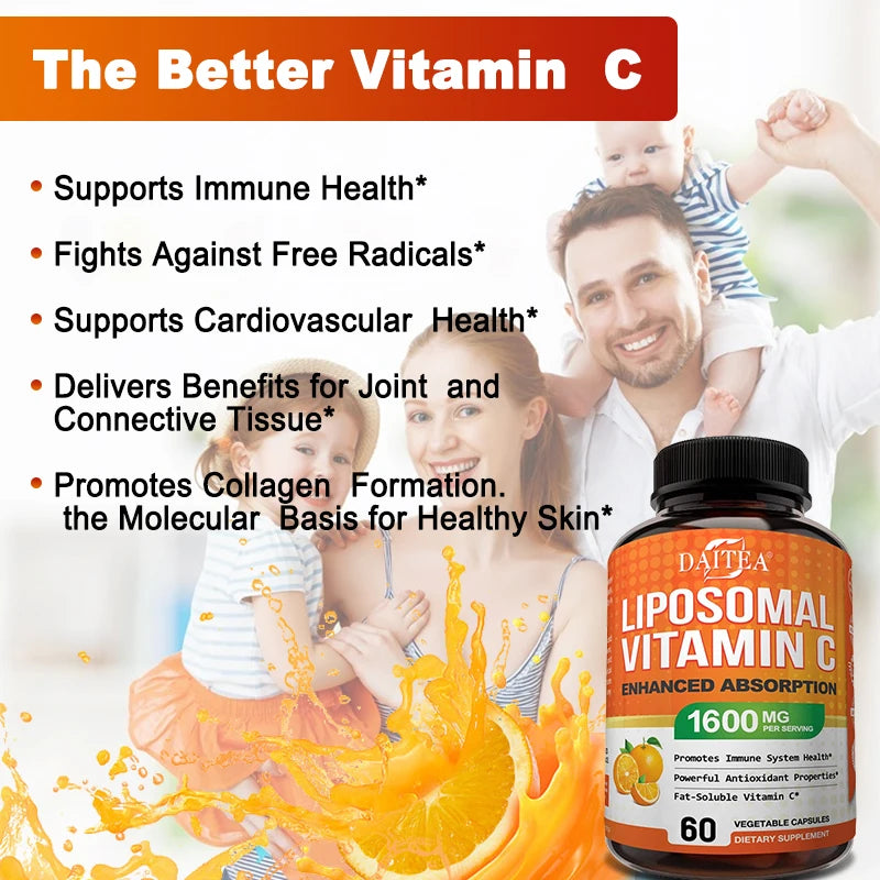 Liposomal Vitamin C Supplement for Wrinkle-free Healthy Skin, Bone Density and Metabolism