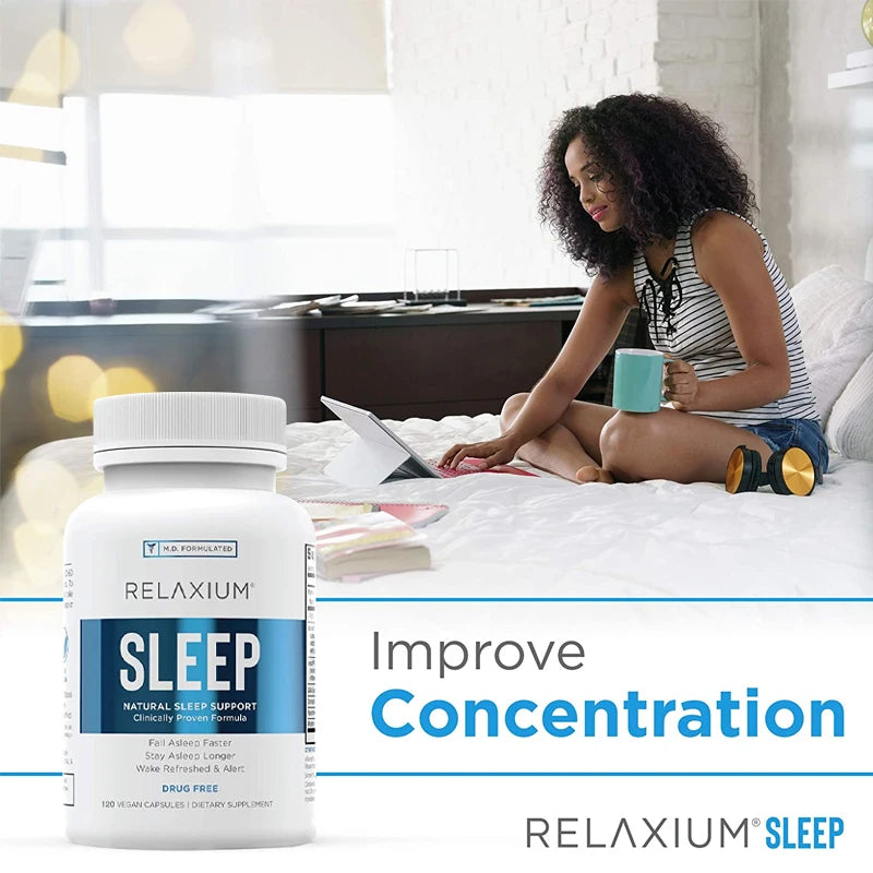 Relaxium Natural Sleep Aid Supplement - For Longer & Stress Relief Sleep