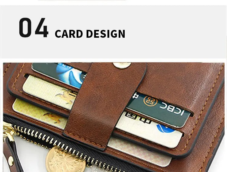 Men Fashion Credit ID Card Holder Wallet, Leather Wallet with Coin Pocket