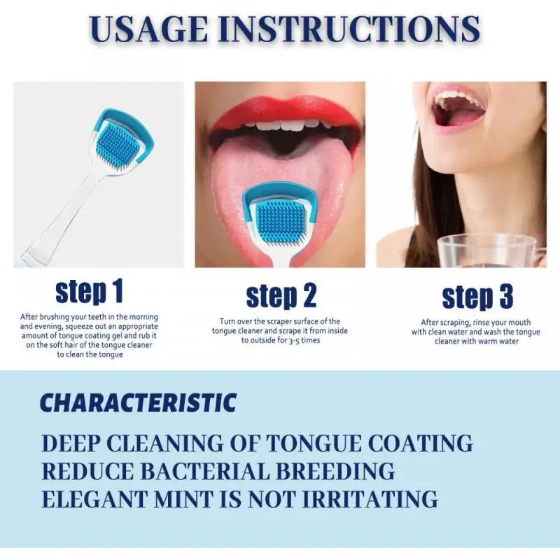 Tongue Cleaning Mint Gel With Brush to Remove Bad Breath & Tongue Coat