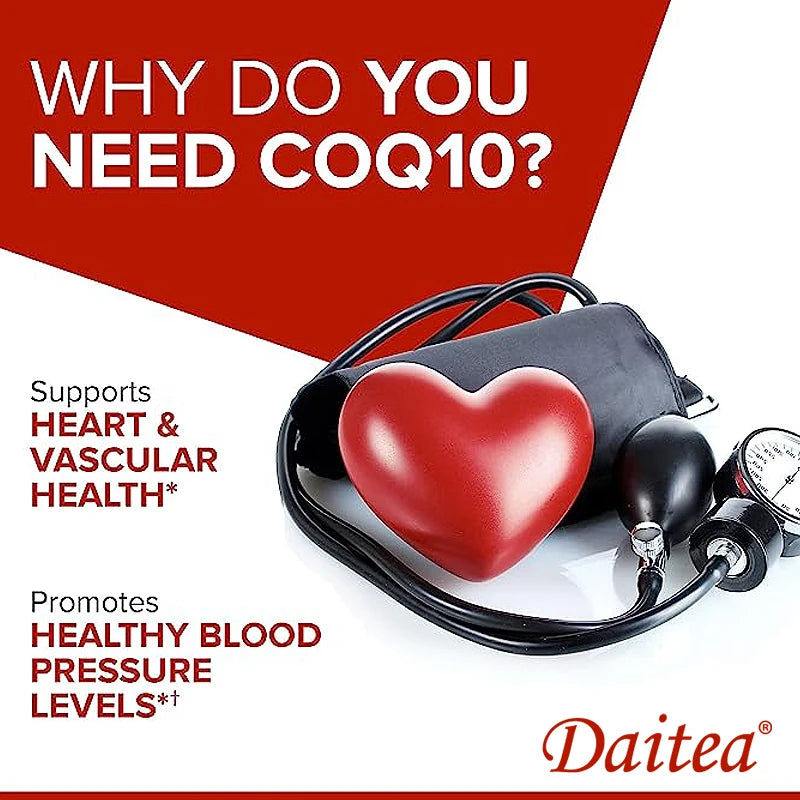 Coenzyme Q10 Antioxidant for Blood Circulation, Stress, Body Energy and Better Absorption