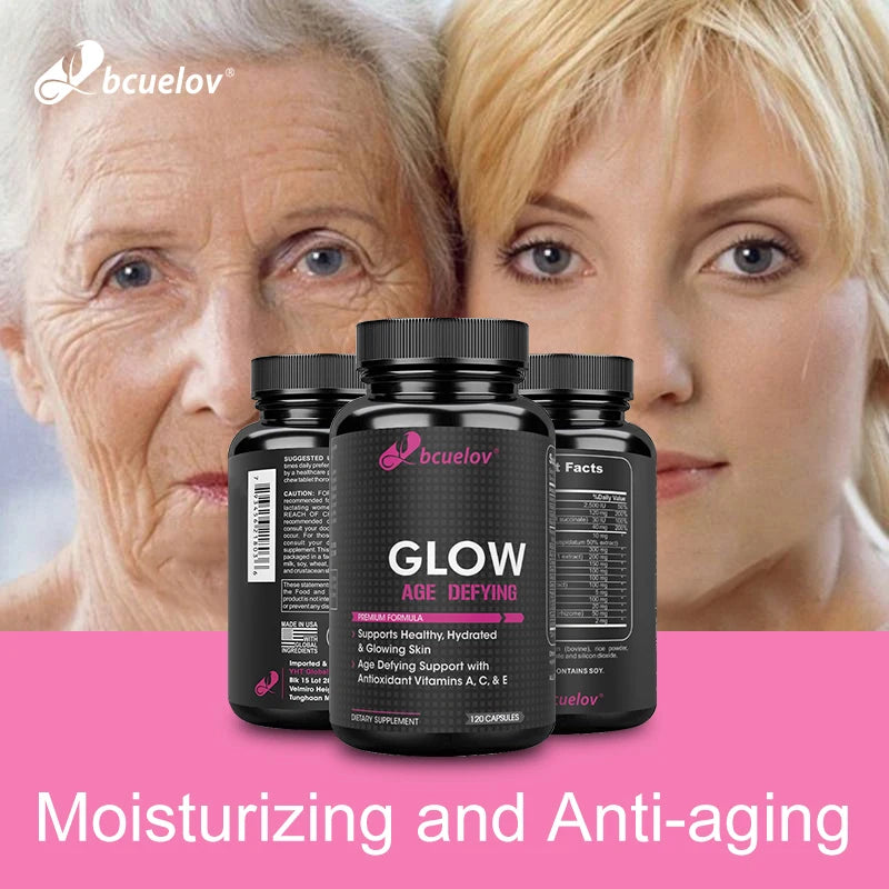 Glow Anti Aging Supplement - Supports Restoration of Skin Elasticity and Promotes Rejuvenation - 60 Capsules