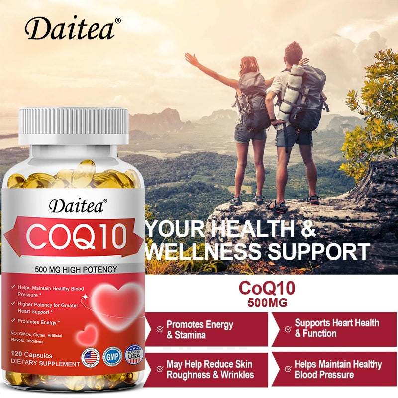 Coenzyme Q10 Antioxidant for Blood Circulation, Stress, Body Energy and Better Absorption