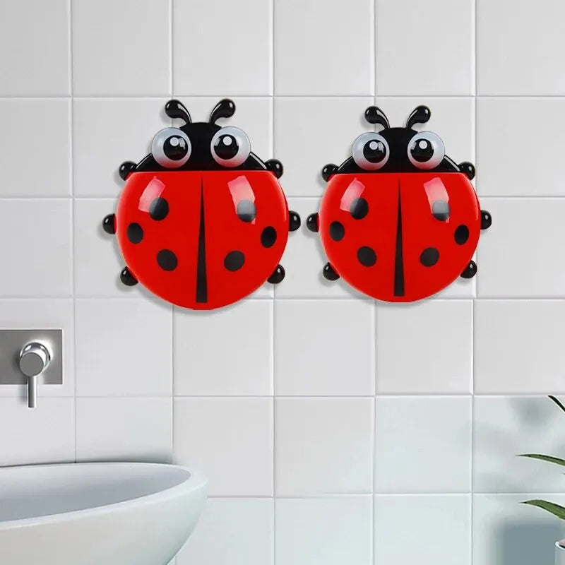 2pcs Creative Cute Ladybug Shape Toothbrush Holder