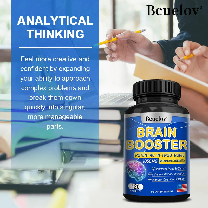 Multivitamin Brain Booster Supplement - Promotes Healthy Brain Development, Improves Memory, Concentration and Learning Abilities