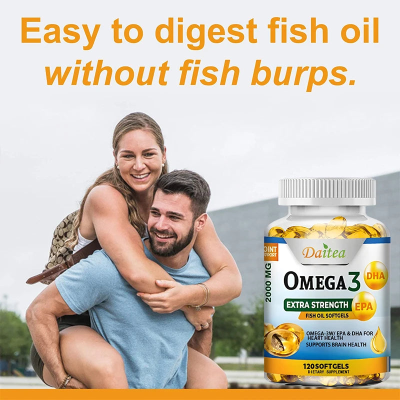 Omega 3 Fish Oil Capsules Support Brain & Nervous System, Cardiovascular & Skin & Antioxidant