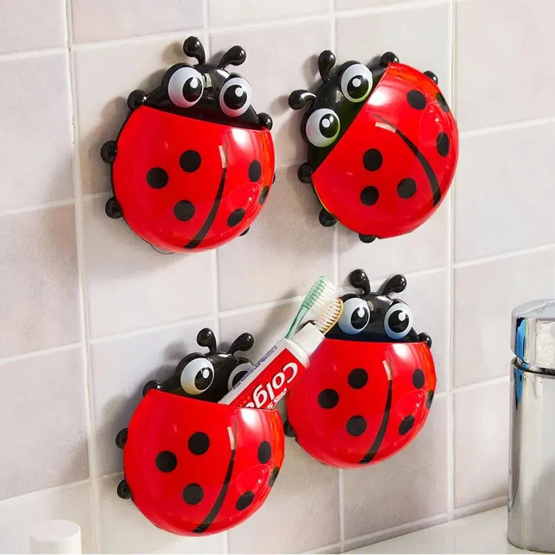 2pcs Creative Cute Ladybug Shape Toothbrush Holder