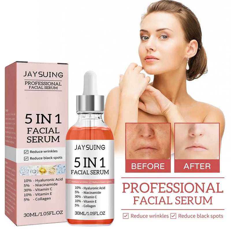 5 in 1 Facial Serum with Hyaluronic Acid, Niacinamide, Vitamin C, Vitamin E and Collagen