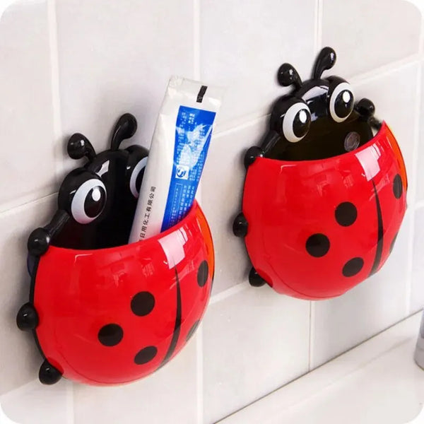 2pcs Creative Cute Ladybug Shape Toothbrush Holder