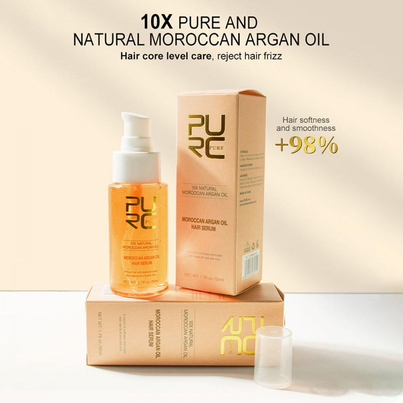 PURC Morocco Argan Oil Hair Serum Smoothing Soften Repair Frizz Damaged Hair Anti-Dandruff Scalp Treatment