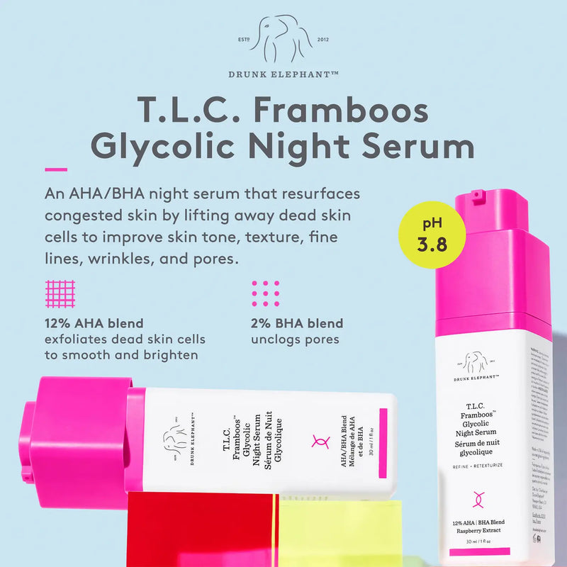 Drunk Elephant T.L.C. Framboos Glycolic Night Serum